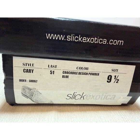 Slick Exotica Cary Genuine Crocodile Oxford Shoes Powder Blue Size 9.5 Italy - Picture 2 of 7
